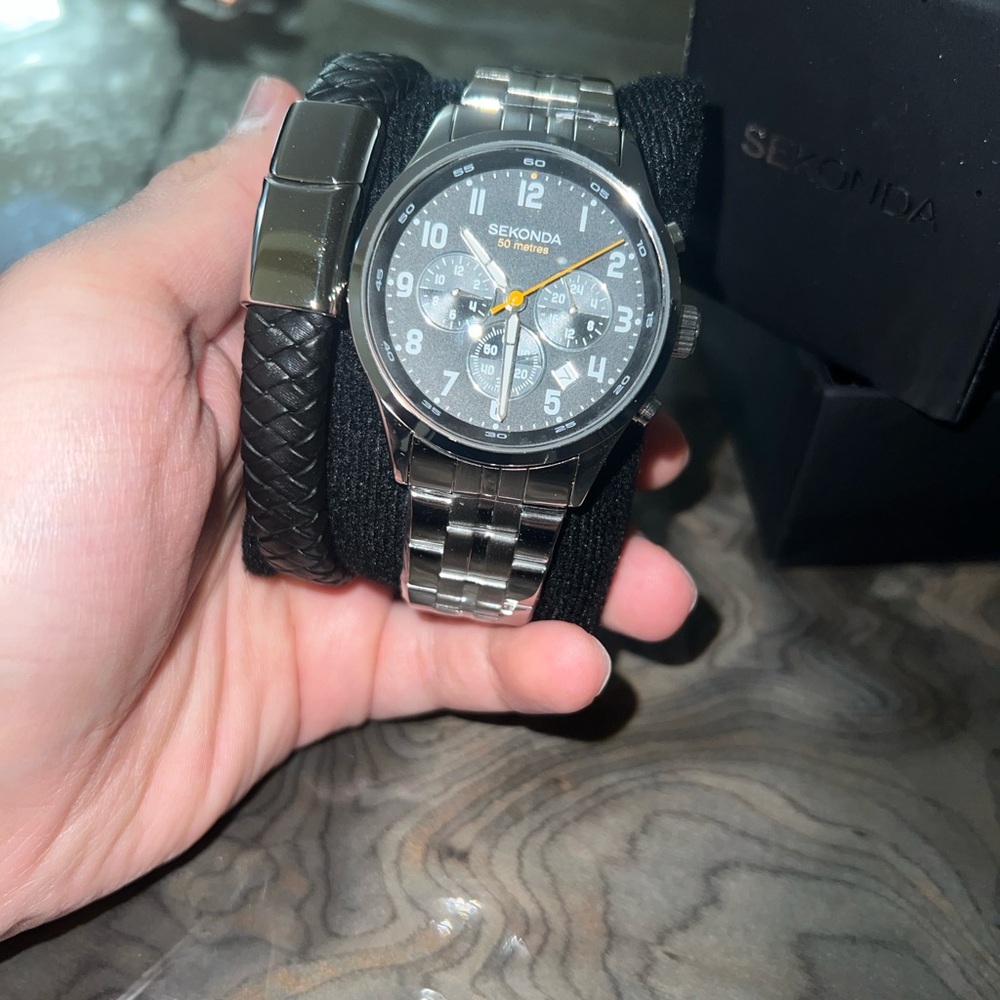 Silver and Black Men's Watch